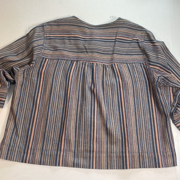 Dress Barn Women’s Vertical Striped Button Down Top Bronze Buttons Boxy Flaw XL‎ - Picture 12 of 14